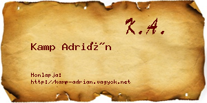 Kamp Adrián névjegykártya